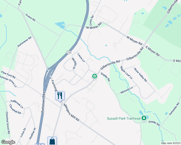 map of restaurants, bars, coffee shops, grocery stores, and more near 34 Cherrytree Ln in Pottstown
