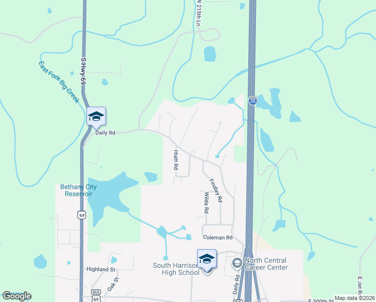 map of restaurants, bars, coffee shops, grocery stores, and more near 1810 Daily Road in Bethany