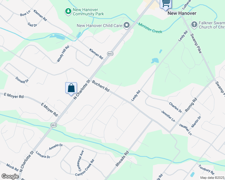 map of restaurants, bars, coffee shops, grocery stores, and more near 537 Buchert Road in Gilbertsville