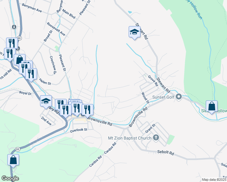 map of restaurants, bars, coffee shops, grocery stores, and more near 2015 Pinnacle Way in South Park Township