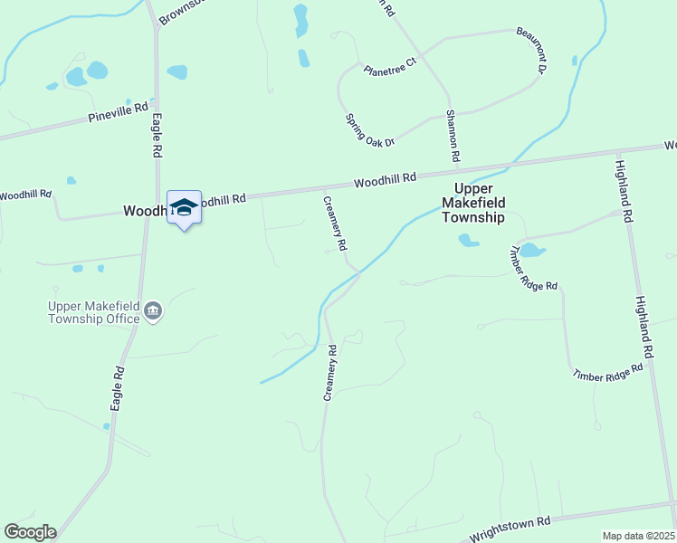 map of restaurants, bars, coffee shops, grocery stores, and more near 1081 Creamery Road in Newtown