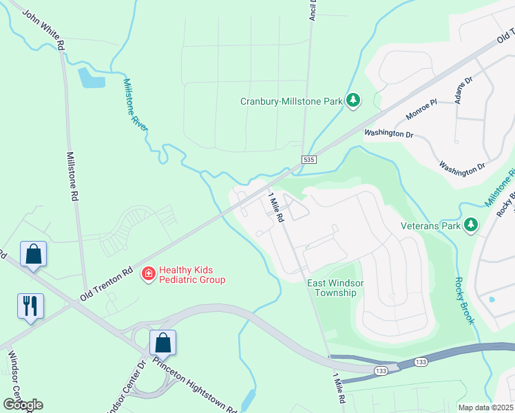 map of restaurants, bars, coffee shops, grocery stores, and more near 24 Old Trenton Road in East Windsor