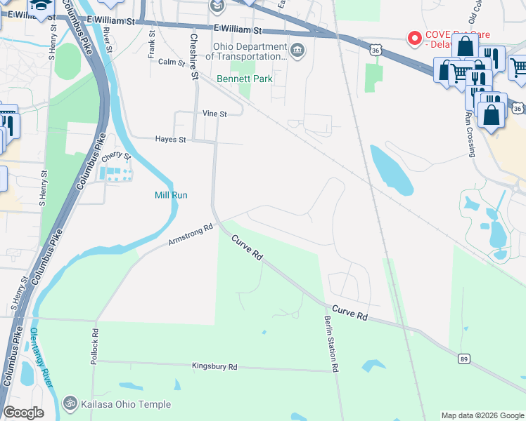 map of restaurants, bars, coffee shops, grocery stores, and more near 423 Randall Road in Delaware