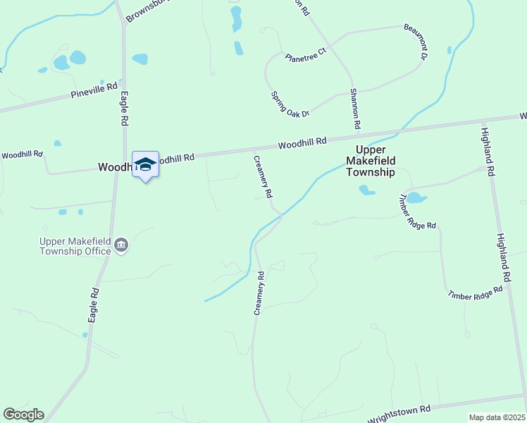 map of restaurants, bars, coffee shops, grocery stores, and more near 1081 Creamery Road in Newtown