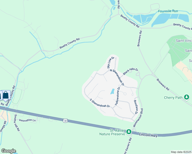 map of restaurants, bars, coffee shops, grocery stores, and more near 371 South Shenandoah Drive in Latrobe