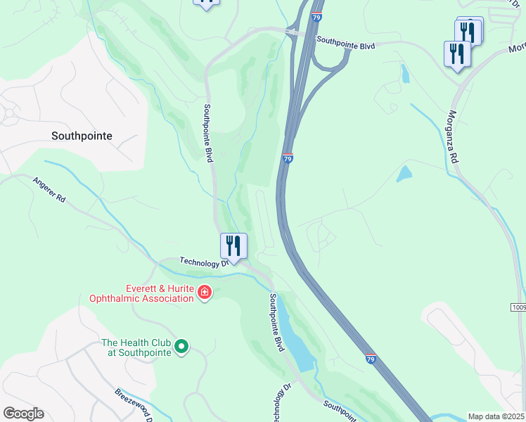 map of restaurants, bars, coffee shops, grocery stores, and more near 1211 Eagle Pointe Drive in Canonsburg