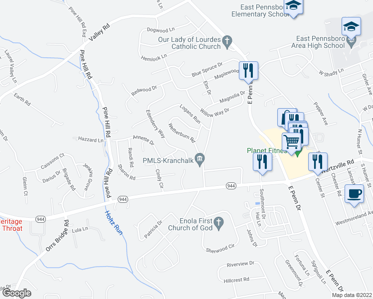 map of restaurants, bars, coffee shops, grocery stores, and more near 194 Edenderry Way in Enola