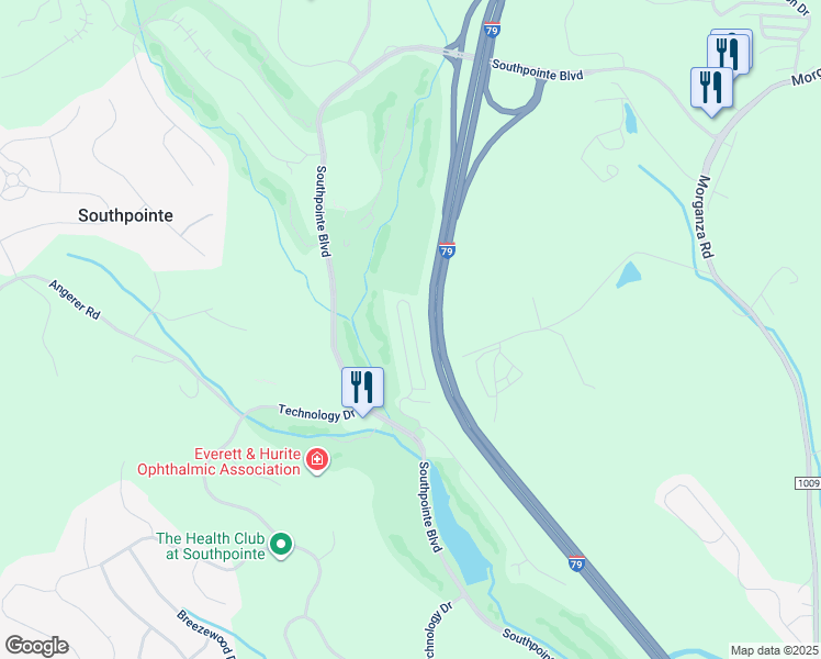 map of restaurants, bars, coffee shops, grocery stores, and more near 1211 Eagle Pointe Drive in Canonsburg