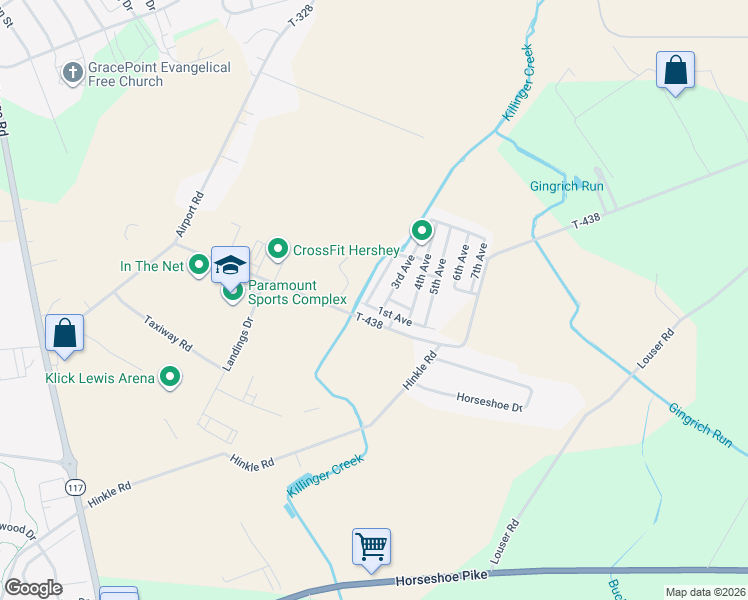map of restaurants, bars, coffee shops, grocery stores, and more near 200 Palm City Park in Annville