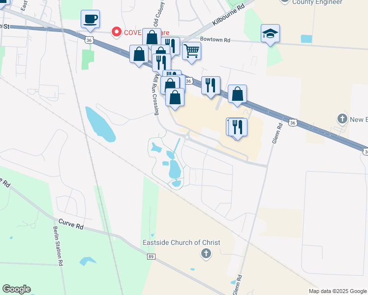 map of restaurants, bars, coffee shops, grocery stores, and more near 20 Bur Reed Road in Delaware