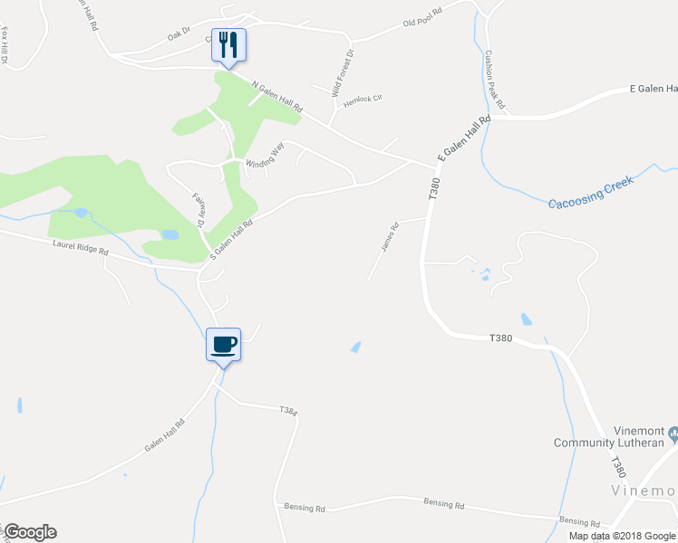 map of restaurants, bars, coffee shops, grocery stores, and more near 21 James Road in Reinholds