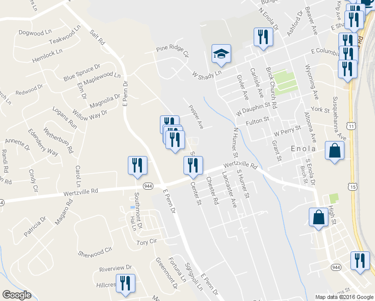 map of restaurants, bars, coffee shops, grocery stores, and more near 17 Salt Road in Enola