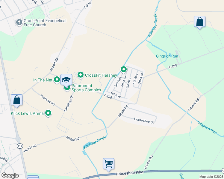map of restaurants, bars, coffee shops, grocery stores, and more near 200 Palm City Park in Annville
