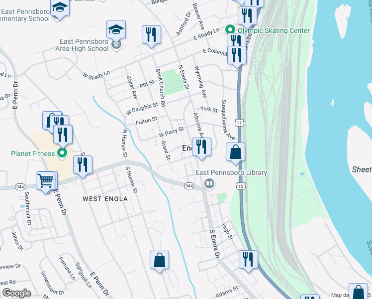 map of restaurants, bars, coffee shops, grocery stores, and more near 508 Dakemich Court in Enola