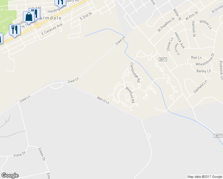 map of restaurants, bars, coffee shops, grocery stores, and more near 2208 Wexford Road in Palmyra