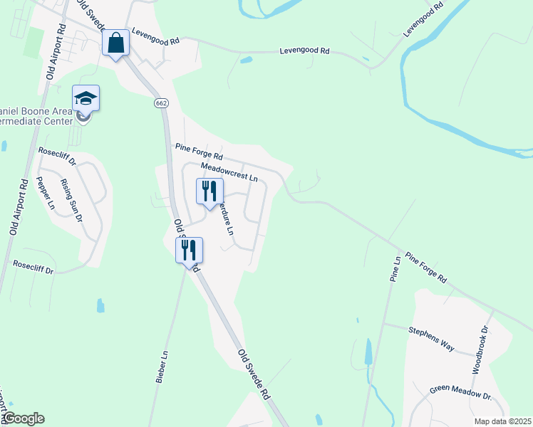 map of restaurants, bars, coffee shops, grocery stores, and more near 515 Meadowcrest Lane in Douglassville