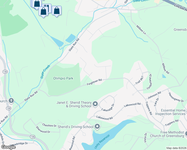 map of restaurants, bars, coffee shops, grocery stores, and more near 126 Almont Lane in Greensburg