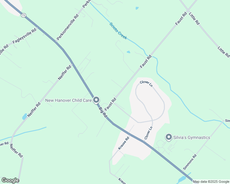 map of restaurants, bars, coffee shops, grocery stores, and more near 737 Faust Road in Perkiomenville