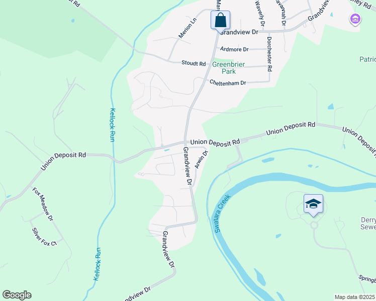map of restaurants, bars, coffee shops, grocery stores, and more near 1 Arwin Drive in Hummelstown