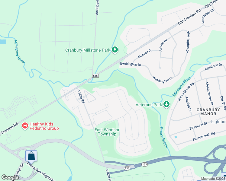map of restaurants, bars, coffee shops, grocery stores, and more near 160 Einstein Way in East Windsor