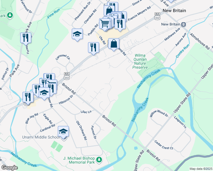map of restaurants, bars, coffee shops, grocery stores, and more near 239 Green Valley Way in Chalfont