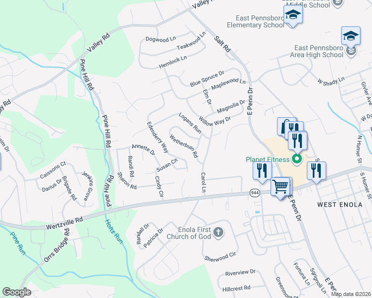 map of restaurants, bars, coffee shops, grocery stores, and more near 194 Edenderry Way in Enola