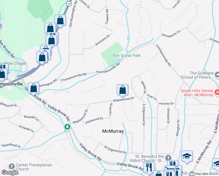 map of restaurants, bars, coffee shops, grocery stores, and more near 123 Elm Grove Drive in McMurray