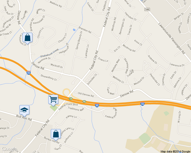 map of restaurants, bars, coffee shops, grocery stores, and more near 26 Schindler Court in Lawrence Township