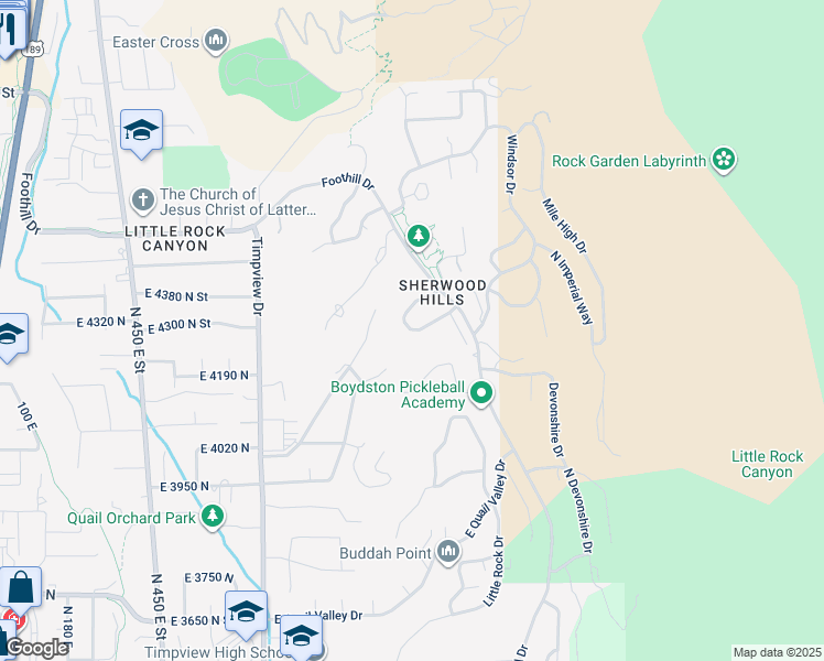 map of restaurants, bars, coffee shops, grocery stores, and more near 981 Waterford Drive in Provo
