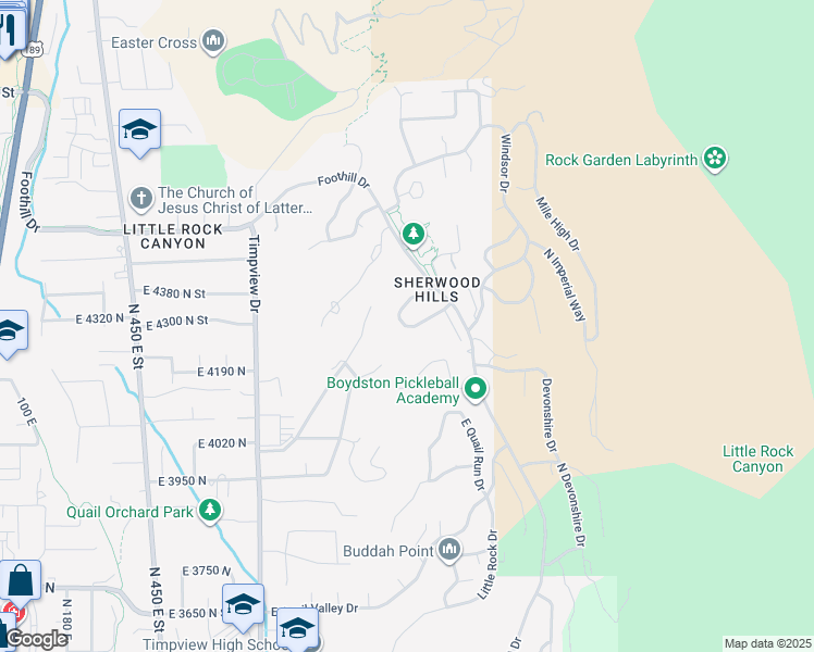 map of restaurants, bars, coffee shops, grocery stores, and more near 981 Waterford Drive in Provo