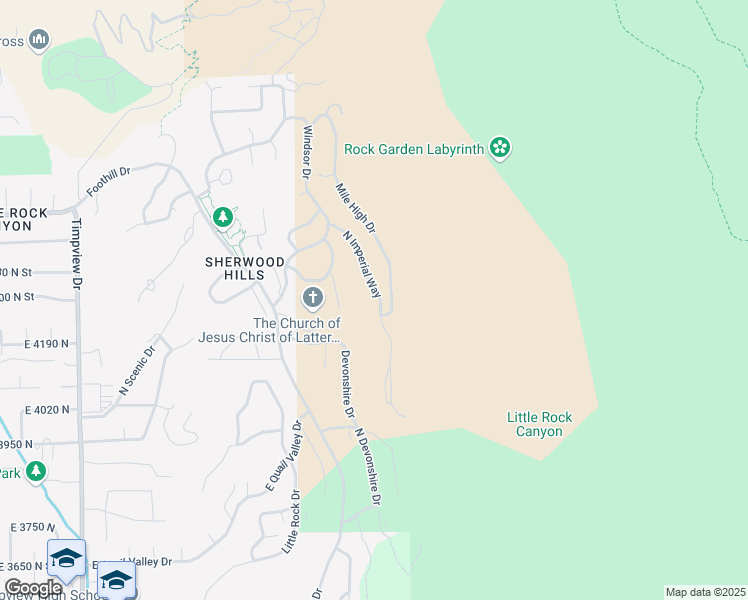 map of restaurants, bars, coffee shops, grocery stores, and more near 4277 North Imperial Way in Provo