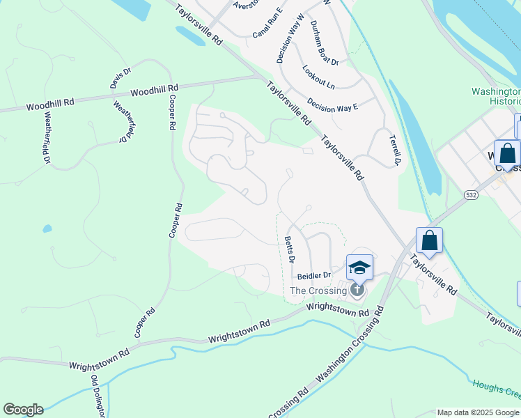 map of restaurants, bars, coffee shops, grocery stores, and more near 16 Dillon Way in Washington Crossing