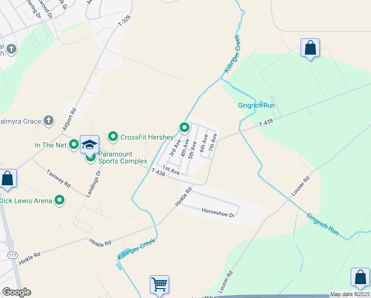 map of restaurants, bars, coffee shops, grocery stores, and more near 327 Palm City Park in Annville