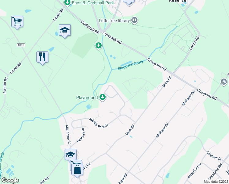 map of restaurants, bars, coffee shops, grocery stores, and more near 495 Berkshire Drive in Souderton
