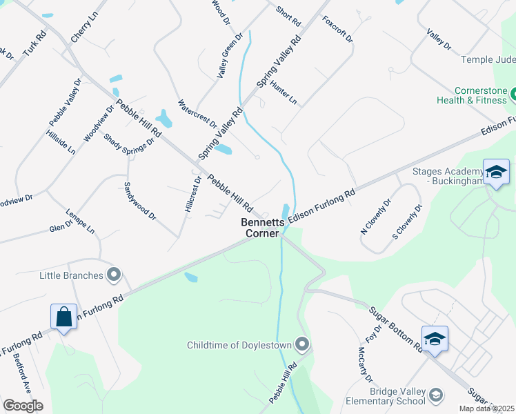 map of restaurants, bars, coffee shops, grocery stores, and more near 5 Stringer Drive in Doylestown