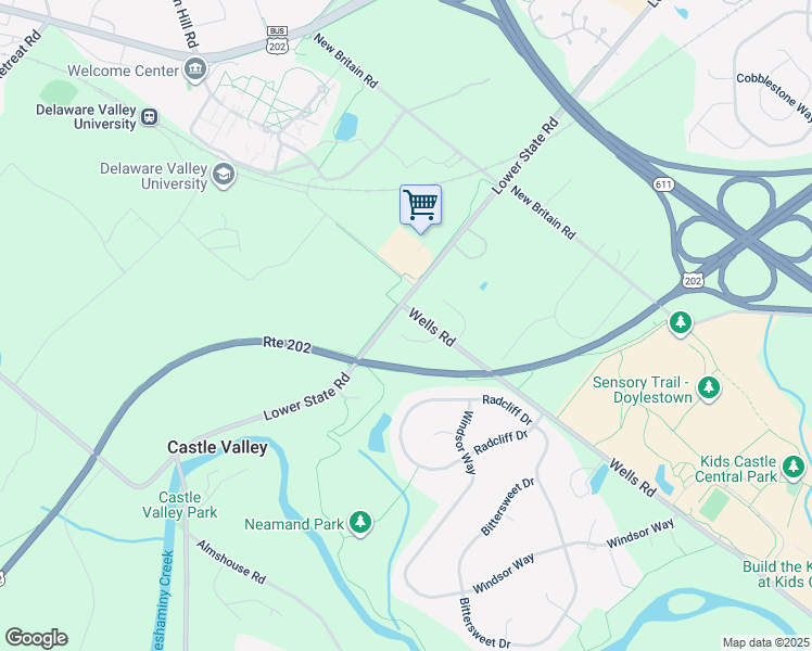 map of restaurants, bars, coffee shops, grocery stores, and more near 8 Versailles Circle in Doylestown