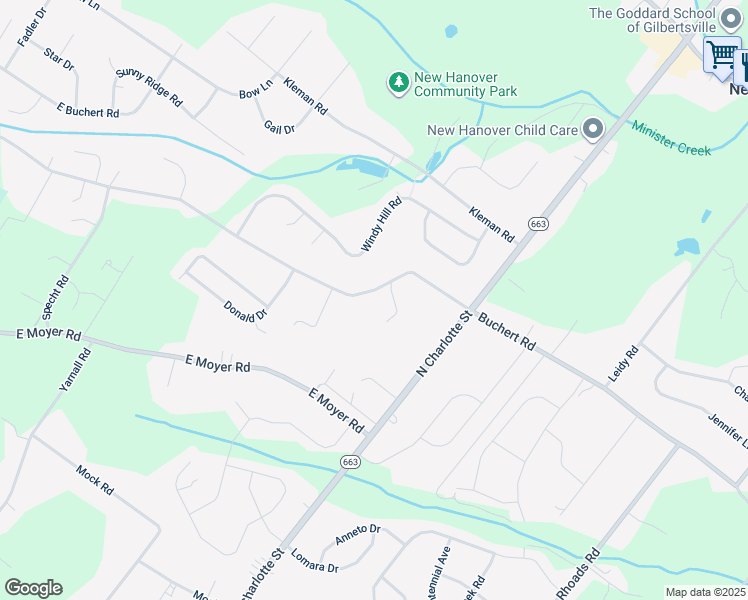 map of restaurants, bars, coffee shops, grocery stores, and more near 428 Buchert Road in Pottstown