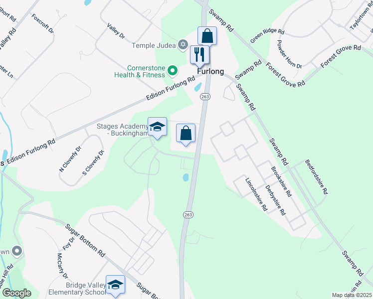 map of restaurants, bars, coffee shops, grocery stores, and more near 2325 Heritage Center Drive in Furlong