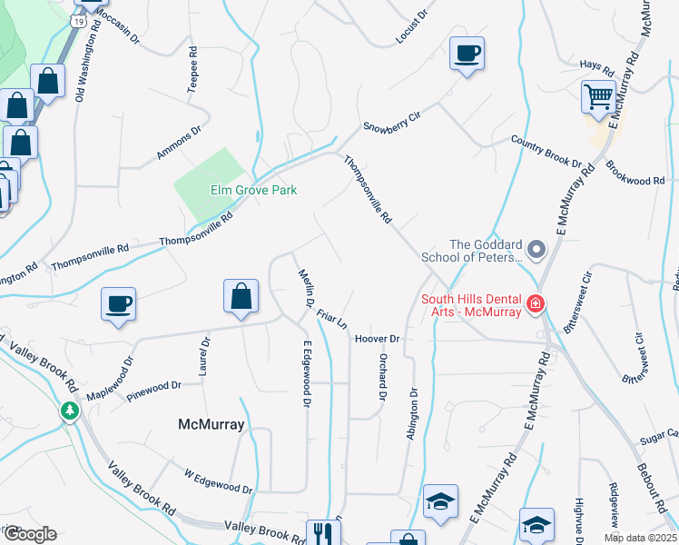 map of restaurants, bars, coffee shops, grocery stores, and more near 140 Monterey Drive in McMurray
