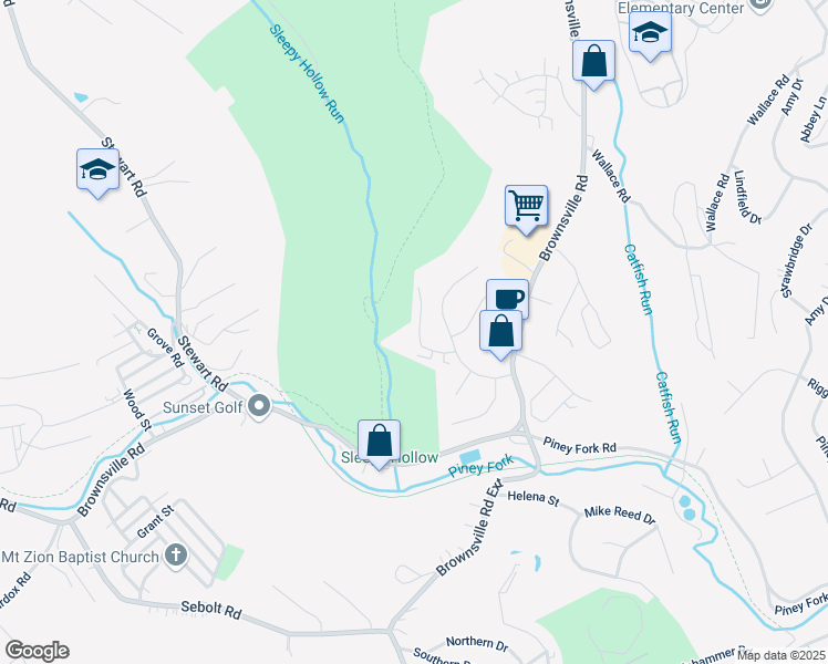map of restaurants, bars, coffee shops, grocery stores, and more near 3135 Shelly Drive in South Park Township