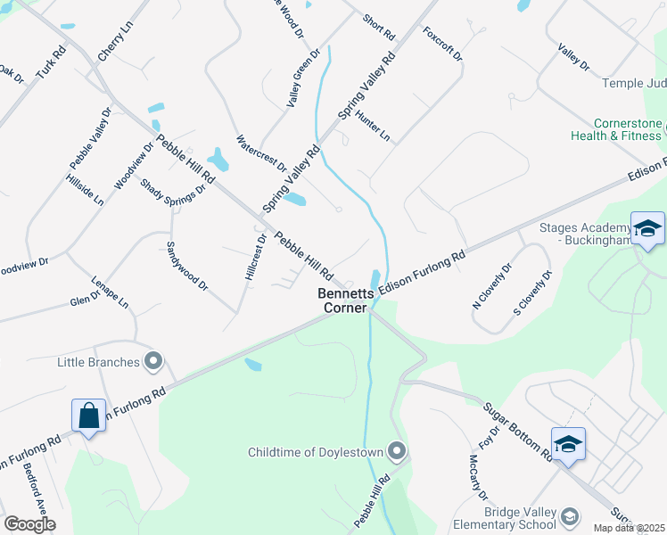 map of restaurants, bars, coffee shops, grocery stores, and more near 17 Stringer Drive in Doylestown