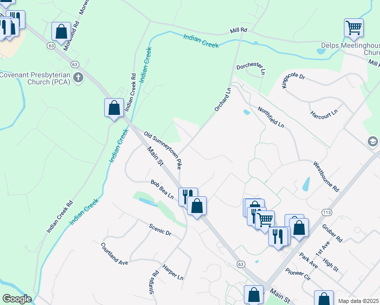 map of restaurants, bars, coffee shops, grocery stores, and more near 224 Orchard Ln in Harleysville