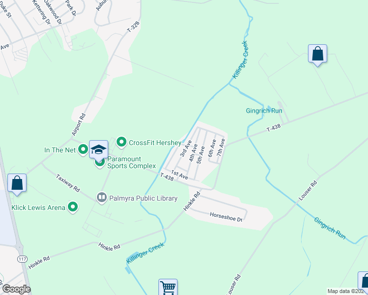 map of restaurants, bars, coffee shops, grocery stores, and more near 553 Palm City Park in Annville