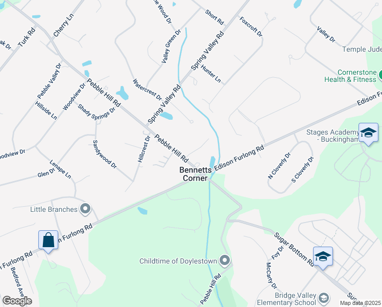 map of restaurants, bars, coffee shops, grocery stores, and more near 26 Stringer Dr in Doylestown