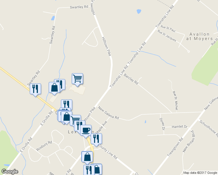 map of restaurants, bars, coffee shops, grocery stores, and more near 225 Hilltown Pike in Line Lexington