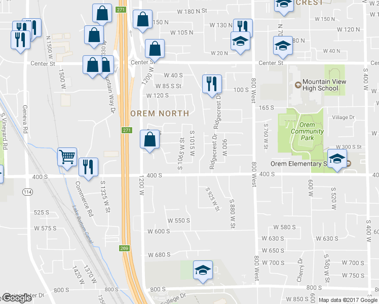 map of restaurants, bars, coffee shops, grocery stores, and more near 318 South 1015 West in Orem