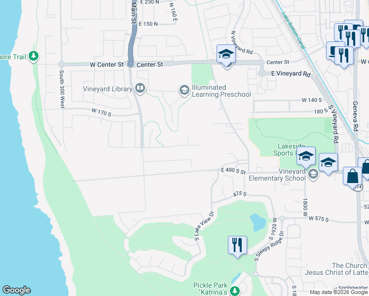 map of restaurants, bars, coffee shops, grocery stores, and more near 198 East Zinfandel Lane in Vineyard