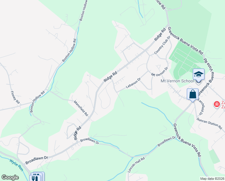 map of restaurants, bars, coffee shops, grocery stores, and more near 2234 Swallow Hill Road in McKeesport