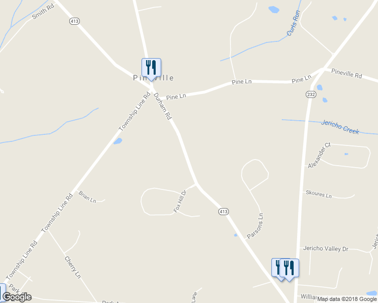 map of restaurants, bars, coffee shops, grocery stores, and more near 934 Durham Road in Newtown