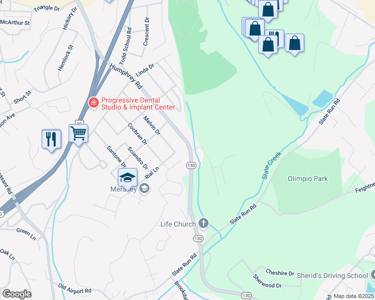 map of restaurants, bars, coffee shops, grocery stores, and more near 9A RR 7 in Greensburg